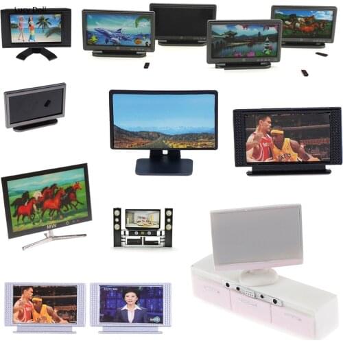Multi Wide Screen Television Flat-Panel LCD TV Classic Pretend Play Toy For Children Baby Furniture Toys DIY DIY House Miniature