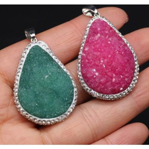 Natural Stone Pendant Crystal Lace Drop-Shaped For Jewelry Making Charms DIY Necklace Bracelet Anklet Accessory