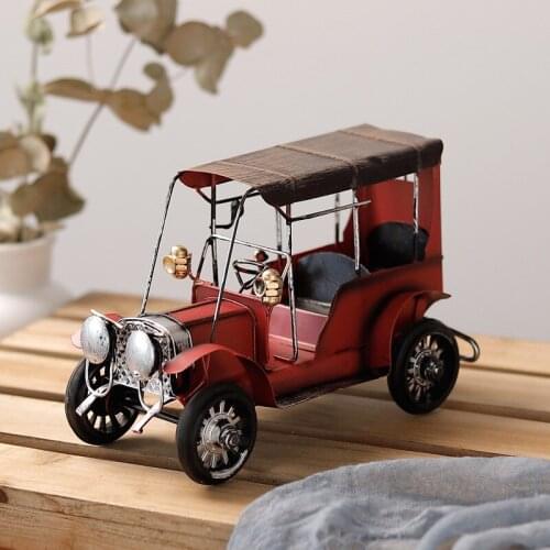 Retro Classic Cars European Style Antique Iron Craft Old Car Creative Home Ornament Model Decoration Metal Handicraft