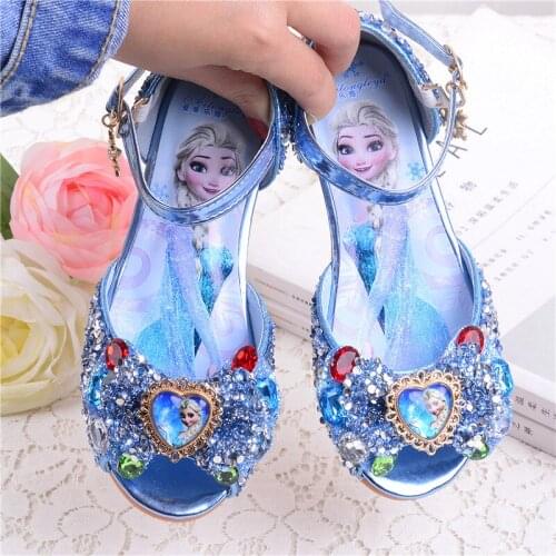 Disney Girls Sandals New Fashion Baby Princess Shoes Children Summer Shoes Little Girl Flat bottom anti-skid elsa Frozen Shoes