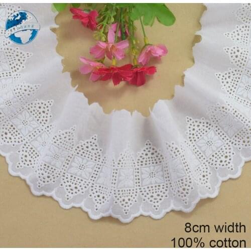 8cm wide 100% Cotton embroid lace sewing ribbon guipure trim wedding decoration DIY dolls colthes Accessories lace edge#4158