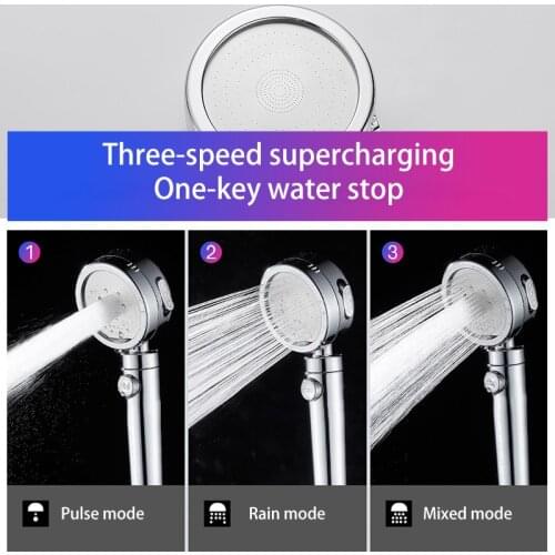 Three-speed Shower To Accelerate Water-saving Hand-held Shower Head Shower One-key Water Stop Bathroom Accessories Shower Set