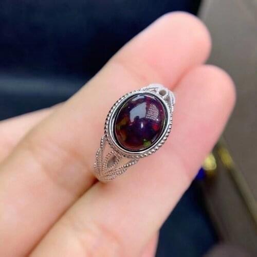 Vintage Charm Natural And Real Opal Rings 925 Sterling Silver Fine Jewelry