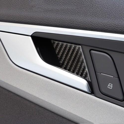 Carbon Fiber Inner Door Bowl Sequins Decals Decoration Cover Trim 4Pcs For Audi A4 B9 2017-2019 Car Interior Accessories