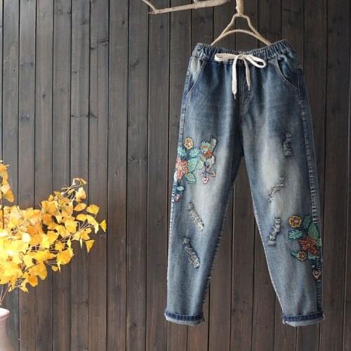 Женские джинсы с вышивкой YoYiKamomo China At AliExpress
