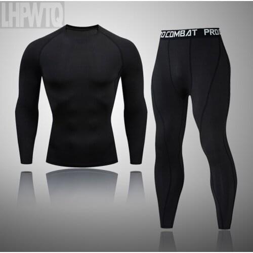 Winter Thermal Underwear Men Warm Fitness Solid Color Legging Tight Undershirts Compression Quick Drying Thermo Long Johns Sets
