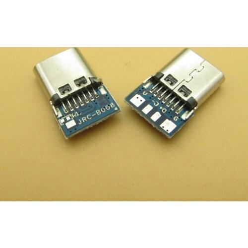 10pcs USB 3.1 Type C Connector 14 Pin Female Socket receptacle Through Holes PCB 180 Vertical Shield USB-C