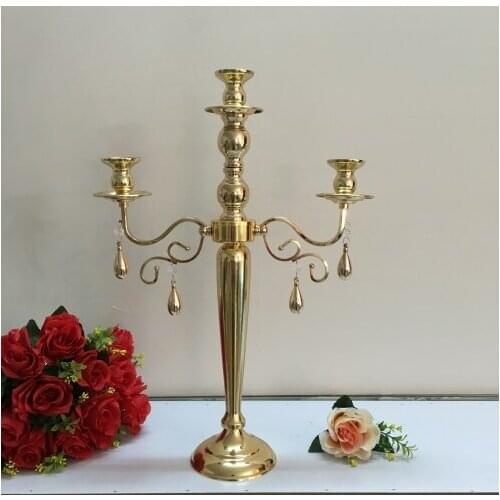 15pcs )Modern gold Metal Candle Holder Tall Wedding gold candelabra Centerpiece Home Party Decoration