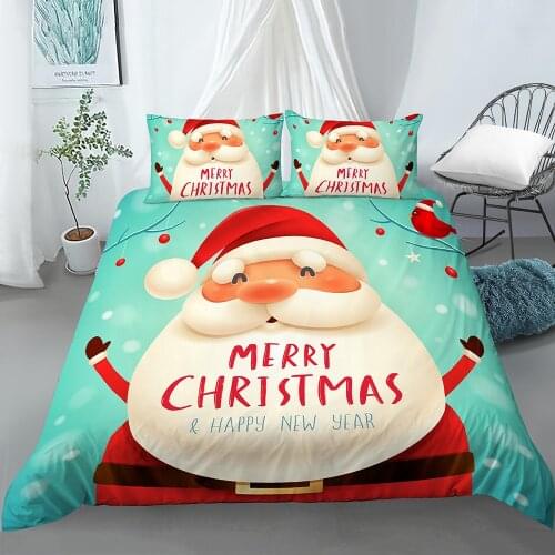 2020 New Christmas Bedding Set Santa Claus Duvet Cover with 1/2Pcs Pillowcase Comforter Home Textiles Christmas Gift For Kids