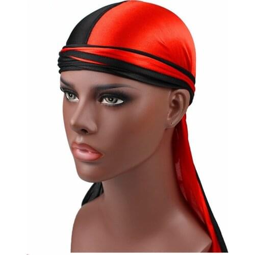 2021 Long Tail Silk Scarf Muslim Turban Doo Rag Pirate Hat Durag Chemo Caps Skull Hat Headwear 7 Colors To Choose From