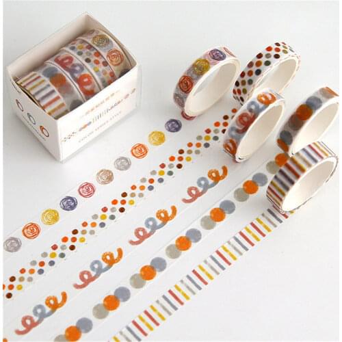 5pcs Kawaii Washi Tape Hand Account Paper Base Sticker Washi Tape Scrapbooking Craft Tapes Decorative Sticker School Supplies