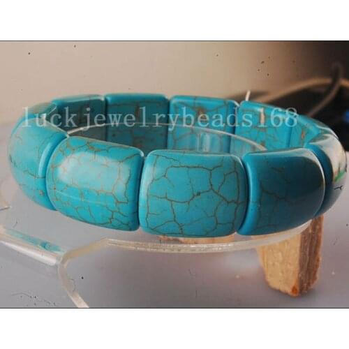 Free Shipping Fashion Jewelry Blue Howlite Beads Stretch Bracelet 8" FG6087