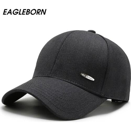 EAGLEBORN New Spring Men 100% Baseball Cap Snapback Solid Hats for Men High Quality Baseball Black Dad Hats