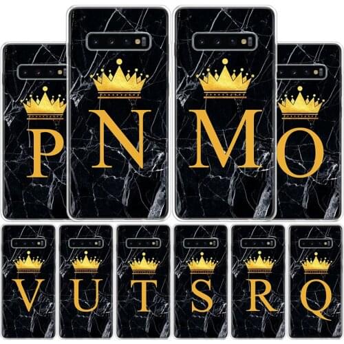 Letter Alphabet Crown M-V Cover Phone Case For Samsung Galaxy S10 S20 Ultra Note 10 9 8 S9 S8 Plus Pro Lite S7 S6 J4 J6 J8 + Coq