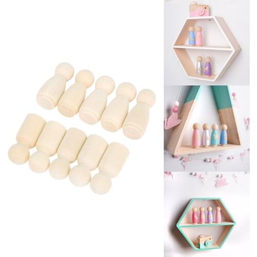 10Pcs Female/Male Wood Peg Dolls Figures Unfinished Wooden Crafts 35mm Wood DIY Art Craft Painting Toys Wedding Home Decor