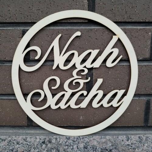 Wooden Circle Cutout Custom Name Sign Laser Cut Wood Names Script Circle Round Crafts Wedding Decors Wedding Birthday Gifts