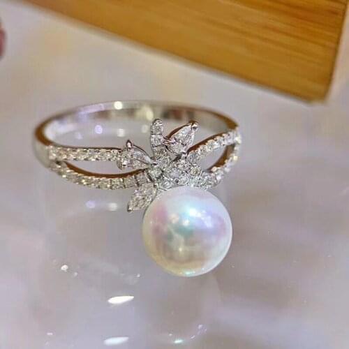 DIY Flower Jewelry 925 Sterling Silver Adjustable Ring Settings Findings Mountings Parts for Pearl Corals Jade Crystal, 5pcs/lot