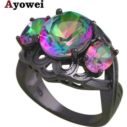 Precious Mystic Crystal Design Glod tone Aniversary Fashion Jewelry Zircon Rings USA Size #5#6#7#8#9#10#11 JR2135A