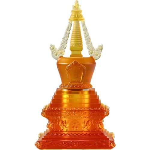 Ancient Fantastic Tibetan Buddhist Stupa Supplies Colour Glaze Bodhi Pagoda Gold Fine Workmanship / Buddha Tower Can Decoration