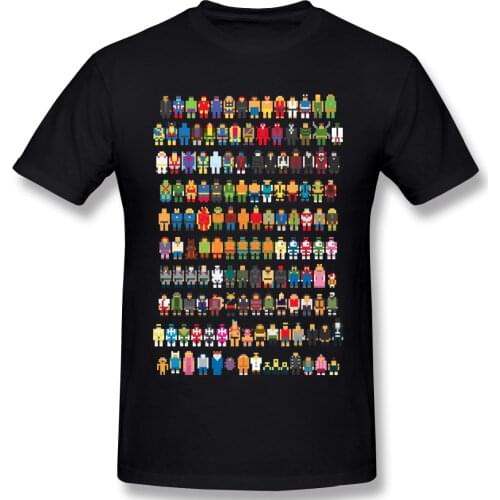 High Quality O-Neck 100 Cotton Tops & Tees band MINI PIXELS T-shirt summer / autumn sleeve short