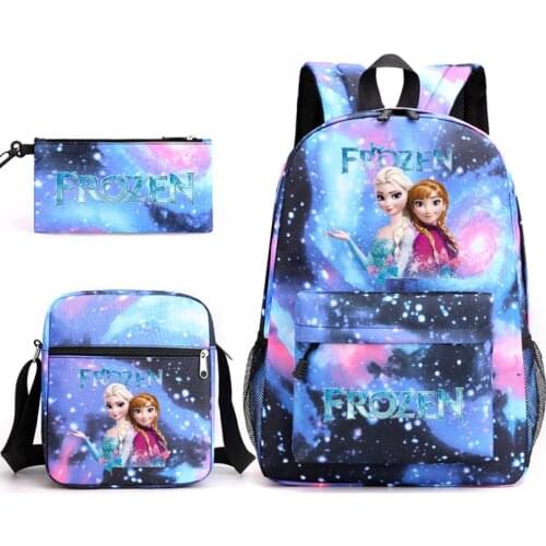 Disney elsa Surrounding Canvas Shoulder Student Office Backpack Outdoor Usb Interface School Bag Kids School Supplies Gift