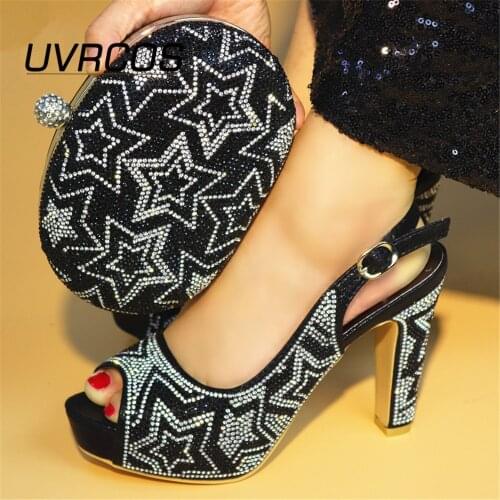 Best Quality Elegant 2021 New Black Color Italian Shoes with Matching Bags Women Italian African Party Pumps Shoes and Bag Set