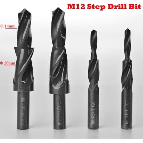 M12 14mm 20mm 14-20mm Diameter 90 180 Degree High Speed Steel HSS Small Straight Shank Two Subland Step Core Twist Drill Bit