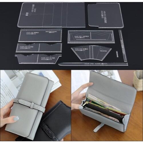 1 Set Home DIY Fashion Long Wallet Clear Acrylic Template Leather Leathercraft Tools Accessories 19.2*10*3.5cm