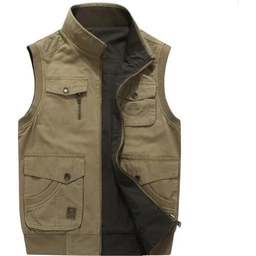 Fashion Reversible Casual Vest Men pocket Vests Loose Double-faced Coat Vest Mans Wear Tops Waistcoat szie 4XL 5XL 6XL 7XL 8XL
