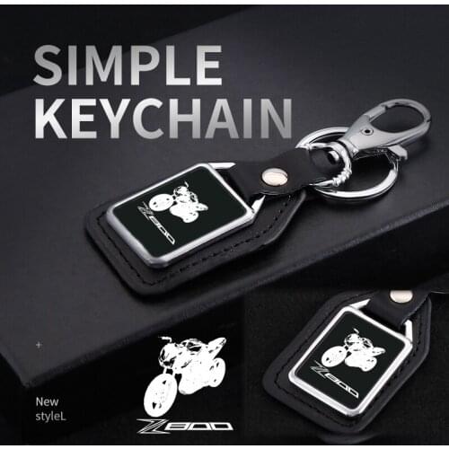 Motorcycle Creative mirror engraving leather metal keychain keyring for KAWASAKI z800 Z 800 2013 2014 2015 2016 Accessories