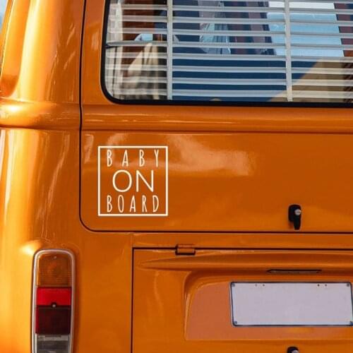 Square Baby on Board Car Sticker Camper Removable Buggy Decoration Art Vinyl Decals Little Warmth in Travel S1427