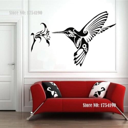 Hummingbird bird flower Animal Wall Sticker home decor Vinyl Wall Decals Wall Decoration Mural Art 2 Size