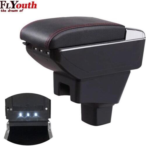 Armrest Box For SUZUKI SX4 2006-2018 USB Charging LED Light Car Arm Rest Rotatable Centre Console Storage Box Car-Styling