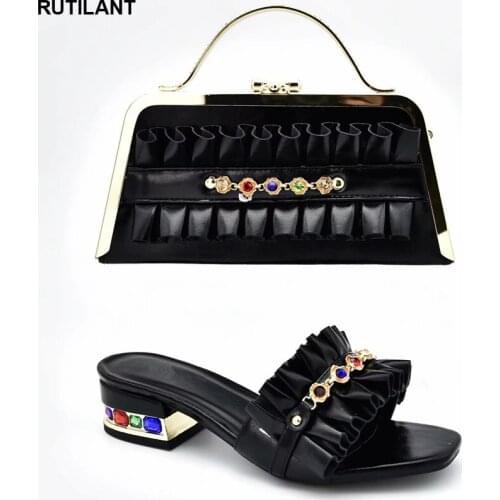 Latest African Women Party Shoes and Bag Set Decorated with Rhinestone Women Shoes and Bag Set In Italy Luxury Sandals Women