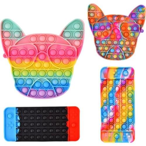 Rainbow Push Bubble Animal Fidget Toys Sensory Autism Squeeze Stress Reliever Mini Toys Game Simple Dimple Fidget Relax Toy
