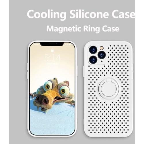 2020 New Cooling Silicone Case For iPhone 11 Pro Max XR X XS Max 7 8 Plus Case Soft With Ring Magnetic Holder Stand Cover Coque
