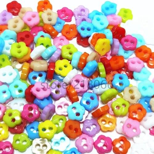 Suoja 100/500pcs/lot Mixed 6mm Mini Tiny Plastic Flower Buttons Sewing 2 Holes Button Embellishments Scrapbooking Cardmaking