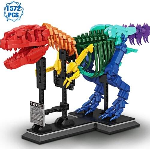 Technical Ideas Colorful Bone Dragon Building Blocks Moc Expert Dinosaur World Animal Park Bricks Diy Toys for Boys Holiday Gift