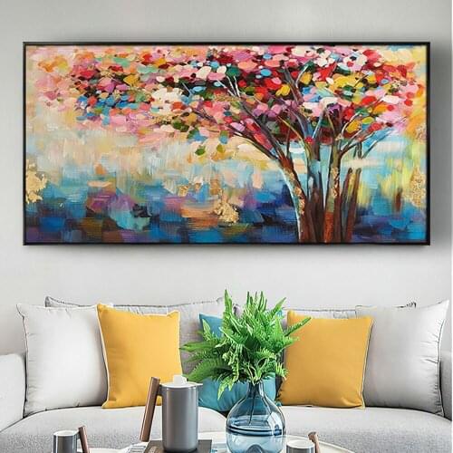 Handmade Texture Huge Abstract Tree Oil Painting Rich Color Modern Canvas Art Decorative Dreamlike Landscape Paintings For Wall