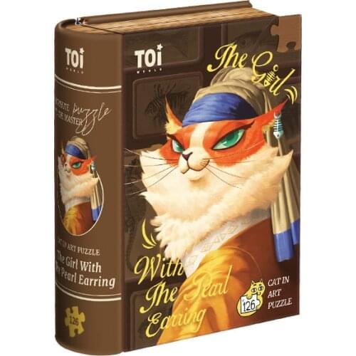 TOI 126 Pcs Cat In Art Puzzle Tin Box Children Learning Educational Toys Famous Painting Art Jigsaw Puzzle Baby Kids 3Y