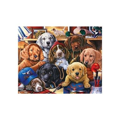 YIKEE diamond painting dogs family Diamond Embroidery Full Square Rhinestones DIY Diamonds Mosaic Hobby k596