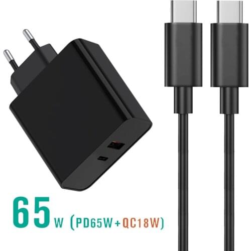 65W USB C PD Wall Charger Power Adapter for Macbook Asus Lenovo Type C Laptops Quick Charge 3.0 for iPhone Xiaomi Samsung