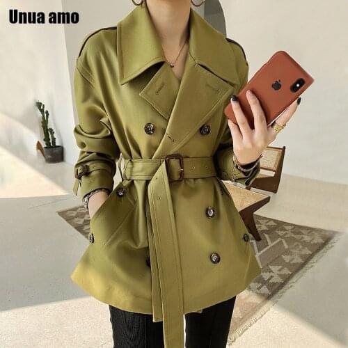 Unua amo Spring Windbreaker Women Short Double-breasted Classic Trench 2021 Fashion High Quality Plue Size Casual Womens Coat