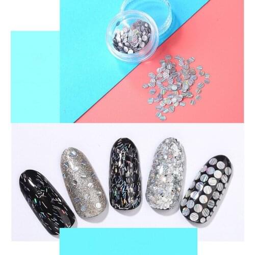 1box High Quality New Gradient Round Sequins Laser Strip Nails Sequins 3D Fashion Charm DIY Nail Art Jewelry Decoration