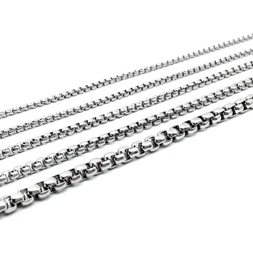 1m/lot Simple 3mm Stainless Steel Wide Square Rolo Round Box Chain Diy Necklace Braclet Men Women Jewelry Making Findings Choker