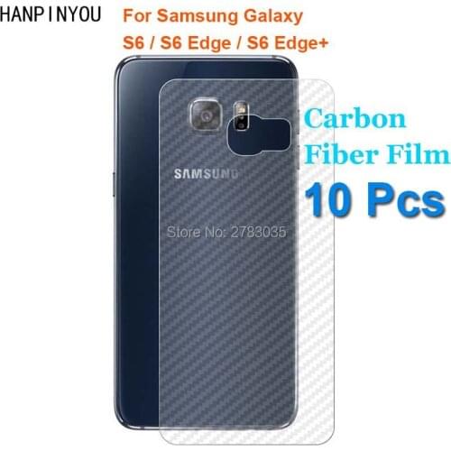 10 Pcs/Lot For Samsung Galaxy S6 Edge+ Plus Durable 3D Anti-fingerprint Transparent Carbon Fiber Back Film Screen Protector