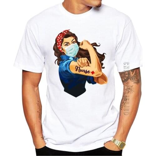 100% Cotton Face Nurse Life Disease Men T-Shirt Fashion Nurse With Mask Printed Tops O Neck Cool Graphic Tshirt Funny Tee