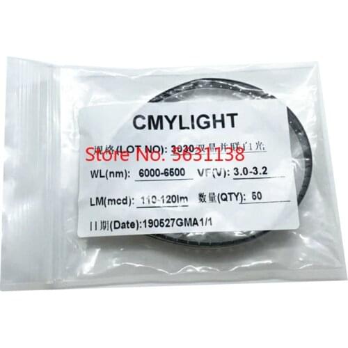 50PCS 3030 WHITE LED 110-120LM true white 6000-6500k 3V-300mA SMD light beads lamps cree led COB chip led power led