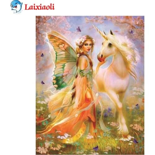 Diamond Mosaic Fantasy art, elf angel girl Picture Of Rhinestone Diamond Painting Cross Stitch Embroidery Needlework Wall Art