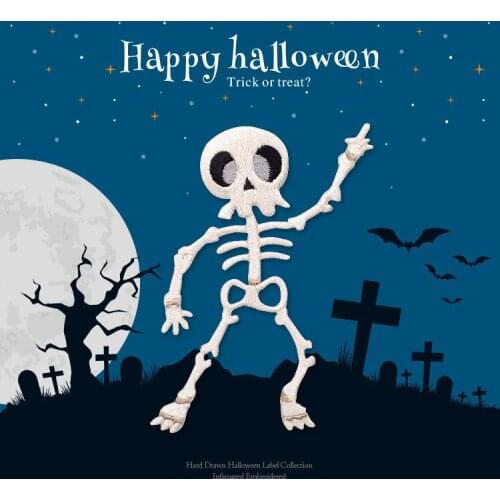 Skeleton Dinosaur Applique Embroidery Patch For Notebook Mobile Phone Shell Accessories Stick-on DIY Decoration Fabric Stickers